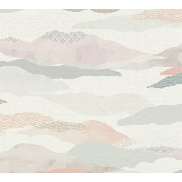 Landschafts-Tapete Berge Rosé Grau - Vliestapete Aquarelloptik - Mustertapete modern AS-Creation (396992)