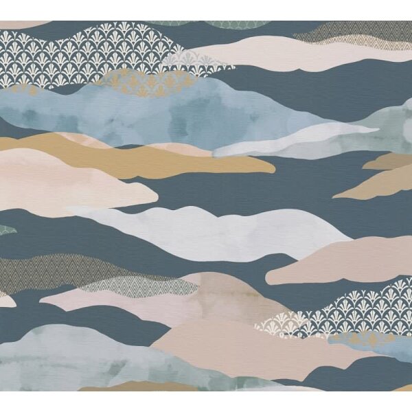 Landschafts-Tapete Petrol Terrakotta - Vliestapete modern - Mustertapete mit Grafik-Elementen AS-Creation (396994)