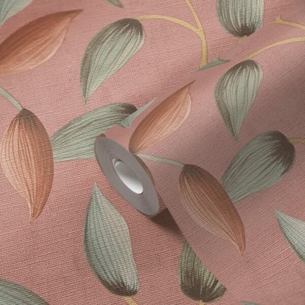 Blatt-Tapete Terrakotta Grün - Vliestapete floral - Mustertapete mit Naturmotiv warm AS-Creation (397453)