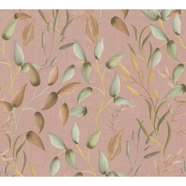 Blatt-Tapete Terrakotta Grün - Vliestapete floral - Mustertapete mit Naturmotiv warm AS-Creation (397453)