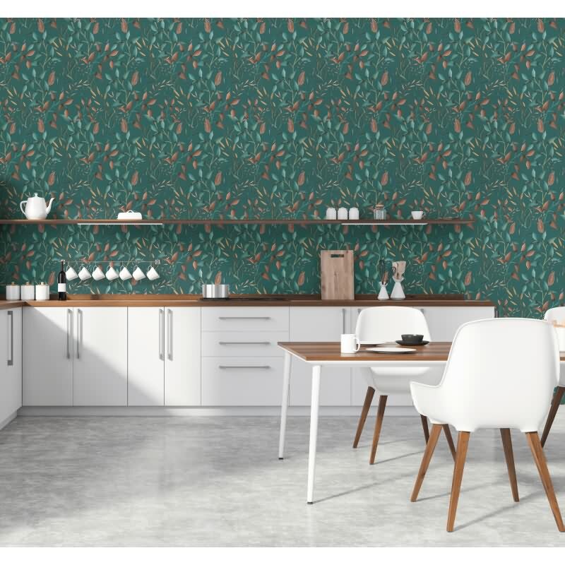 Blatt-Tapete Petrol Grün Rost - Vliestapete botanisch - Mustertapete mit Naturmotiv modern AS-Creation (397454)