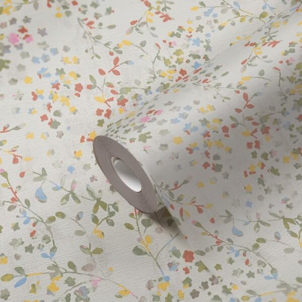 Blümchentapete Pastell Weiß - Vliestapete floral verspielt - Mustertapete Frühling AS-Creation (397471)