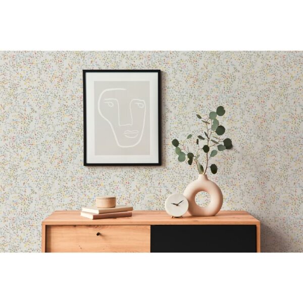 Blümchentapete Pastell Weiß - Vliestapete floral verspielt - Mustertapete Frühling AS-Creation (397471)