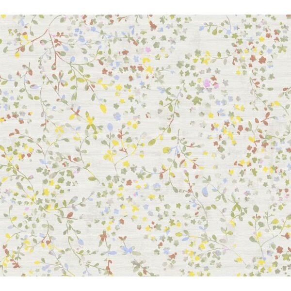 Blümchentapete Pastell Weiß - Vliestapete floral verspielt - Mustertapete Frühling AS-Creation (397471)