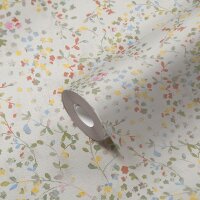 Bl&uuml;mchentapete Pastell Wei&szlig; - Vliestapete...