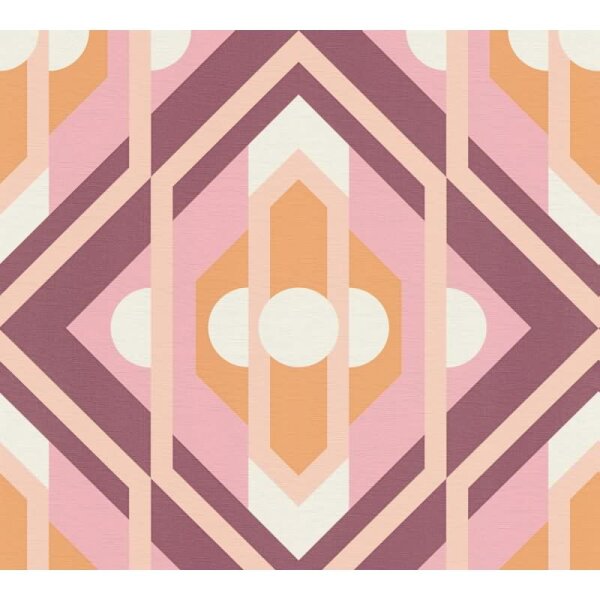 Retro-Tapete Geometrisch Rosa Orange - Mustertapete 70er Jahre - Vliestapete AS-Creation (395311)