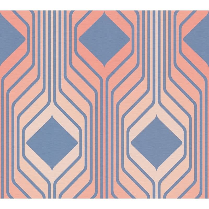 Retro Tapete Geometrisch Blau Rosa - Muster Tapete 70er Jahre - Vlies Tapete AS-Creation (395322)