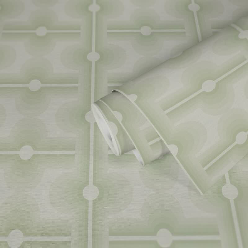 Retro-Tapete Geometrisch Grün Weiß - Mustertapete 70er Jahre - Vliestapete AS-Creation (395331)