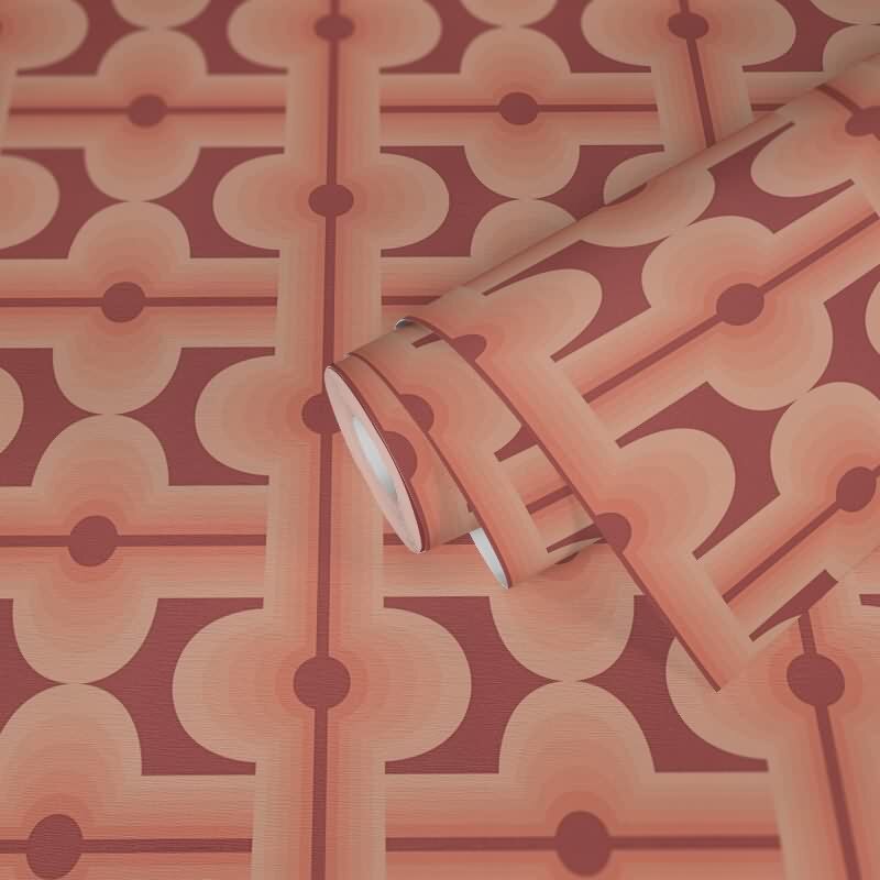Retro Tapete Geometrisch Rosa Rot - Muster Tapete 70er Jahre - Vlies Tapete AS-Creation (395332)