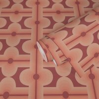 Retro Tapete Geometrisch Rosa Rot - Muster Tapete 70er...