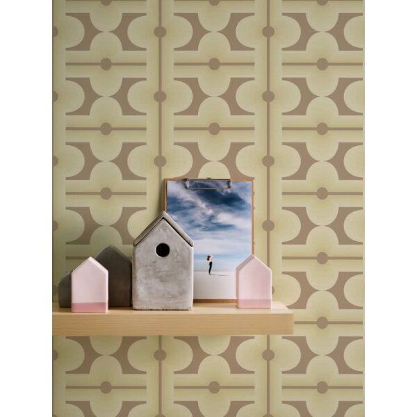 Retro-Tapete Geometrisch Grün Braun - Mustertapete 70er Jahre - Vliestapete AS-Creation (395333)