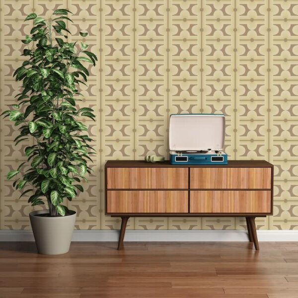 Retro-Tapete Geometrisch Grün Braun - Mustertapete 70er Jahre - Vliestapete AS-Creation (395333)