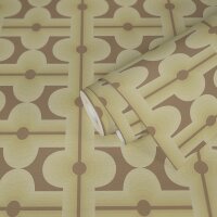 Retro-Tapete Geometrisch Gr&uuml;n Braun - Mustertapete...