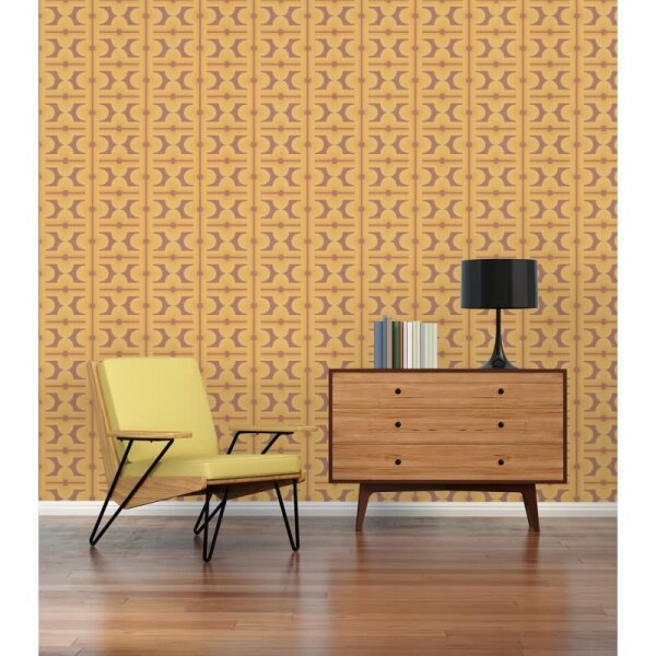 Retro-Tapete Geometrisch Gelb Braun - Mustertapete 70er Jahre - Vliestapete AS-Creation (395334)