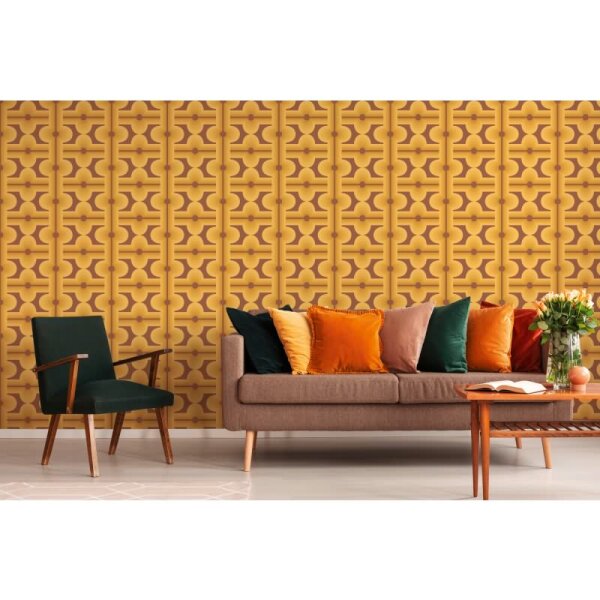 Retro-Tapete Geometrisch Gelb Braun - Mustertapete 70er Jahre - Vliestapete AS-Creation (395334)