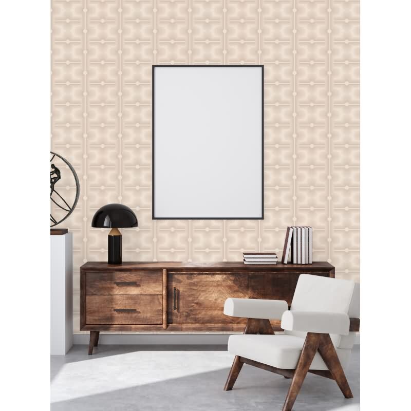 Retro Tapete Geometrisch Beige Creme - Muster Tapete 70er Jahre - Vlies Tapete AS-Creation (395335)