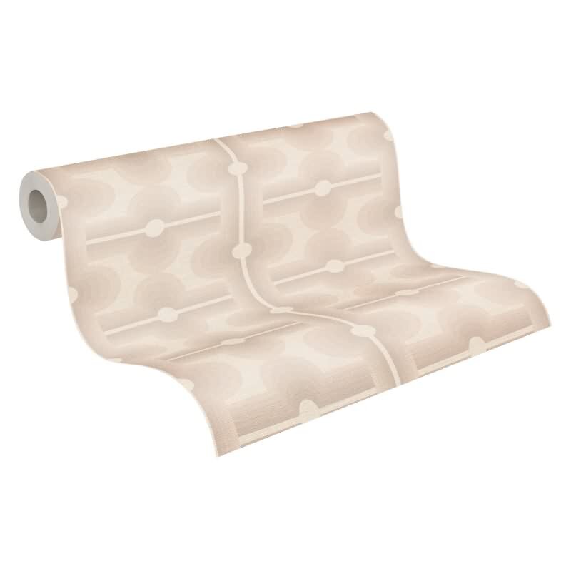 Retro Tapete Geometrisch Beige Creme - Muster Tapete 70er Jahre - Vlies Tapete AS-Creation (395335)