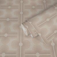 Retro Tapete Geometrisch Beige Creme - Muster Tapete 70er...