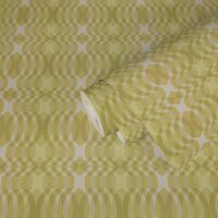 Retro-Tapete Geometrisch Gr&uuml;n Beige - Mustertapete...