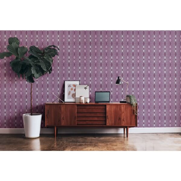 Retro-Tapete Geometrisch Flieder Weiß - Mustertapete 70er Look - Vliestapete modern AS-Creation (395343)