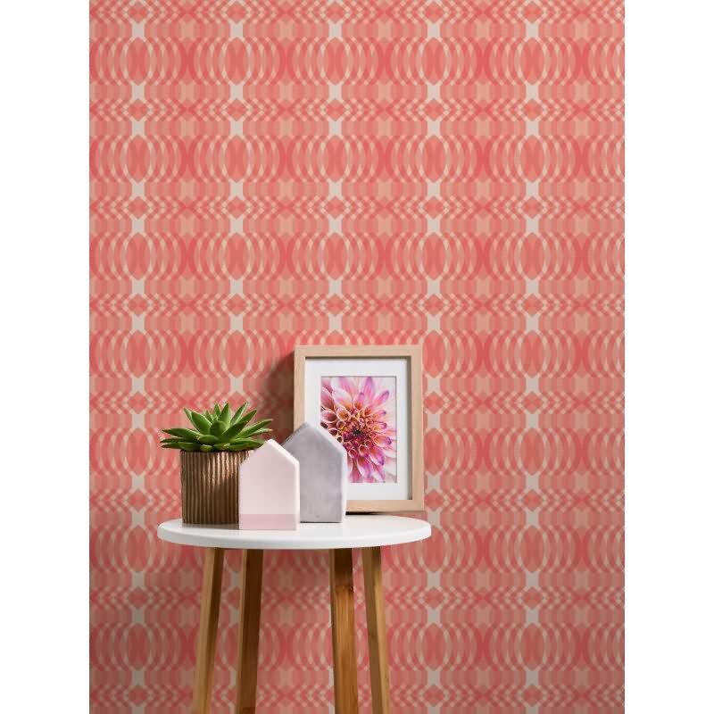 Retro Tapete Geometrisch Koralle Weiß - Mustertapete 70er Look - Vlies Tapete modern AS-Creation (395344)