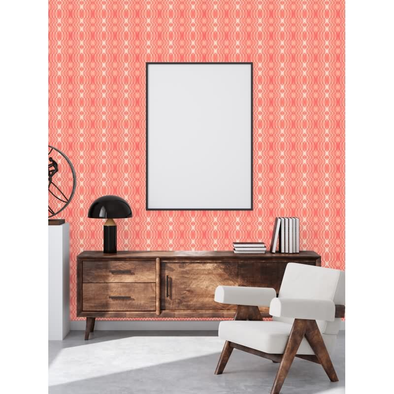 Retro Tapete Geometrisch Koralle Weiß - Mustertapete 70er Look - Vlies Tapete modern AS-Creation (395344)