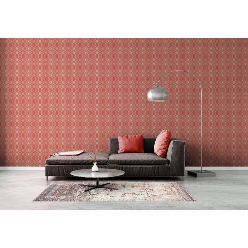 Retro Tapete Geometrisch Koralle Weiß - Mustertapete 70er Look - Vlies Tapete modern AS-Creation (395344)