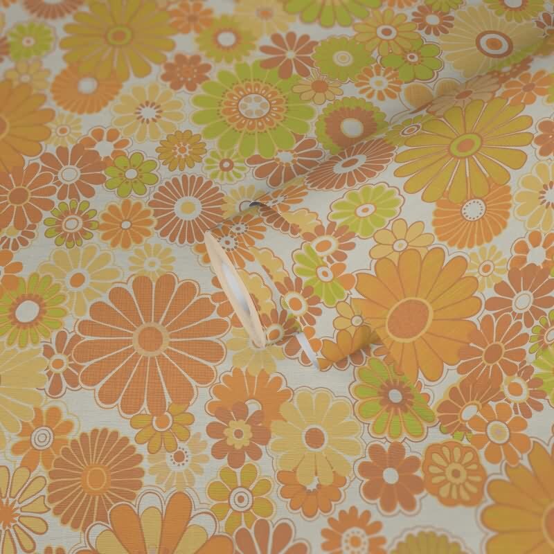 Blumen-Tapete Retro Grün Braun Gelb - Mustertapete 70er Jahre - Vliestapete AS-Creation (395355)