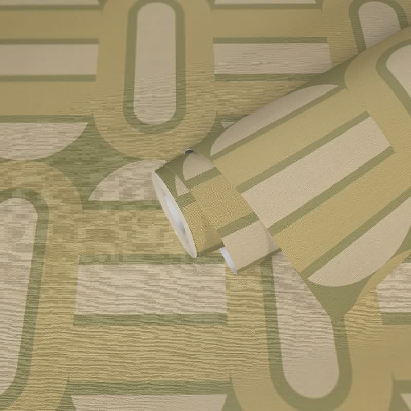Retro Tapete Geometrisch Grün Beige - Vlies Tapete mit 70er Jahre Muster AS-Creation (395361)
