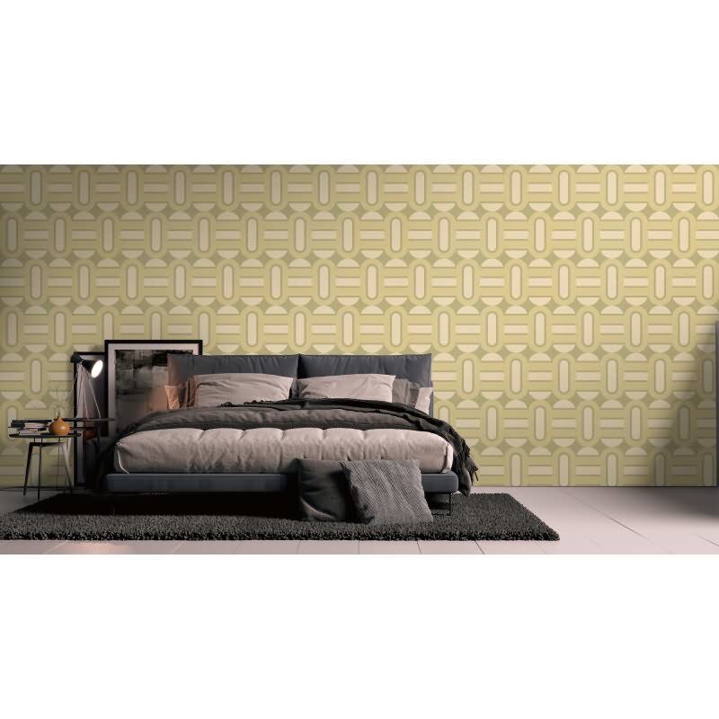 Retro Tapete Geometrisch Grün Beige - Vlies Tapete mit 70er Jahre Muster AS-Creation (395361)