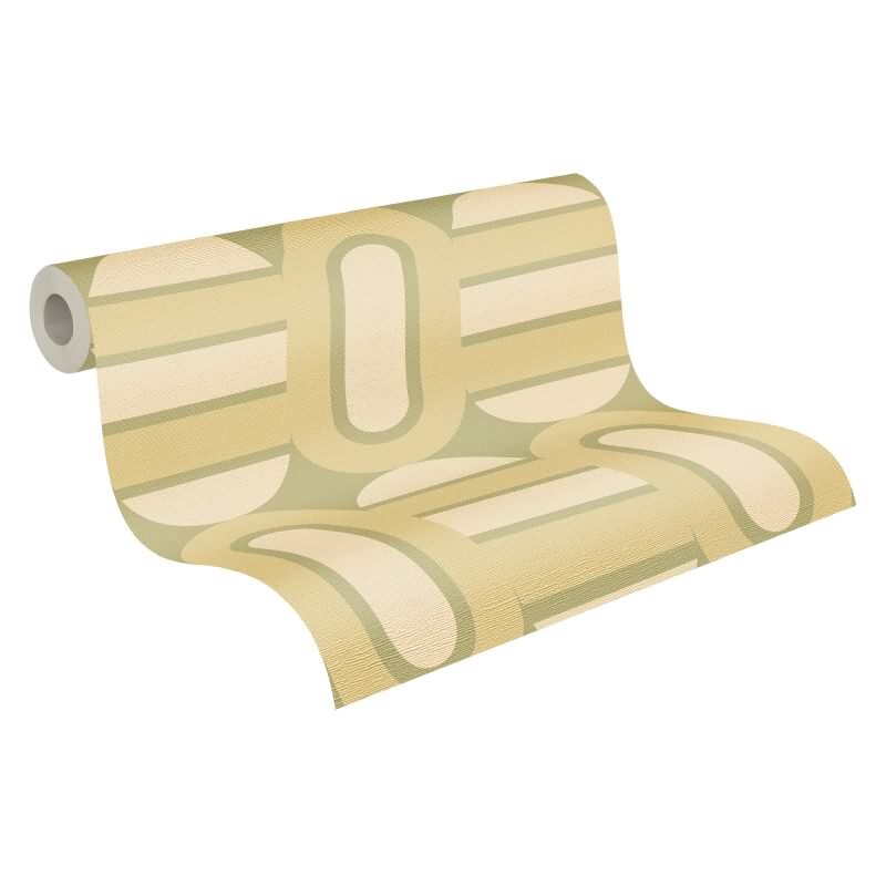 Retro Tapete Geometrisch Grün Beige - Vlies Tapete mit 70er Jahre Muster AS-Creation (395361)