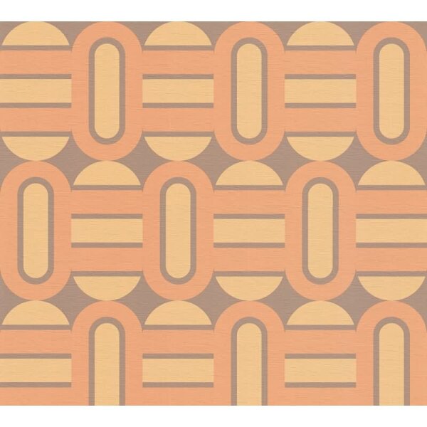 Retro-Tapete Geometrisch Braun Gelb Orange - Vliestapete mit 70er Jahre Muster AS-Creation (395362)