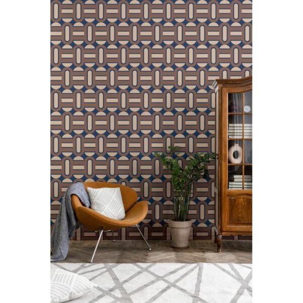 Retro Tapete Geometrisch Blau Braun Beige - Vlies Tapete im 70er Look AS-Creation (395363)