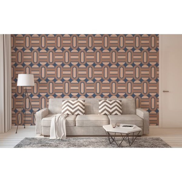 Retro Tapete Geometrisch Blau Braun Beige - Vlies Tapete im 70er Look AS-Creation (395363)