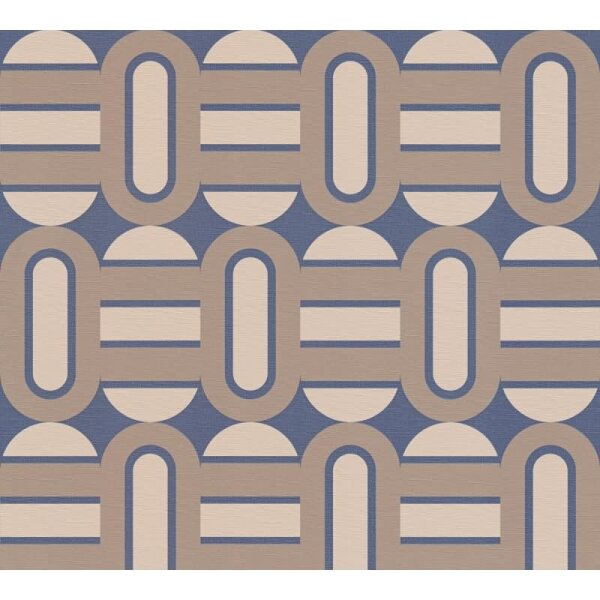 Retro Tapete Geometrisch Blau Braun Beige - Vlies Tapete im 70er Look AS-Creation (395363)