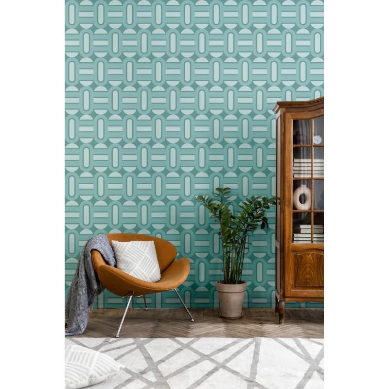 Retro-Tapete Geometrisch Türkis Blau Hellblau - Vliestapete im 70er Jahre Stil AS-Creation (395364)