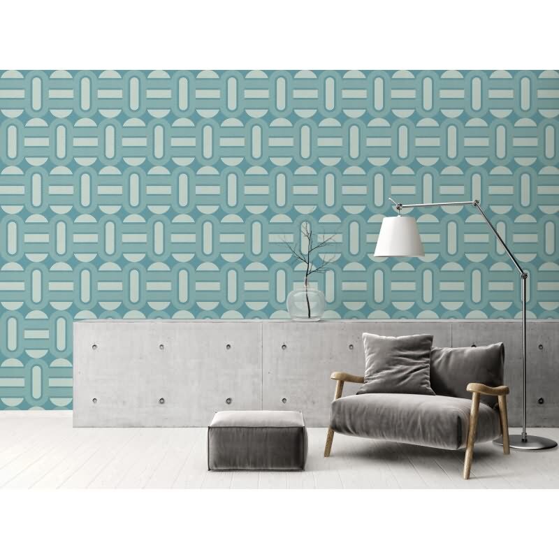 Retro-Tapete Geometrisch Türkis Blau Hellblau - Vliestapete im 70er Jahre Stil AS-Creation (395364)