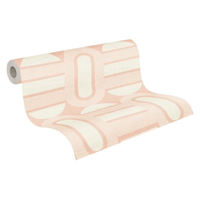 Retro Tapete Geometrisch Beige Rosa - Vlies Tapete im 70er Jahre Stil AS-Creation (395365)