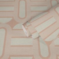 Retro Tapete Geometrisch Beige Rosa - Vlies Tapete im...