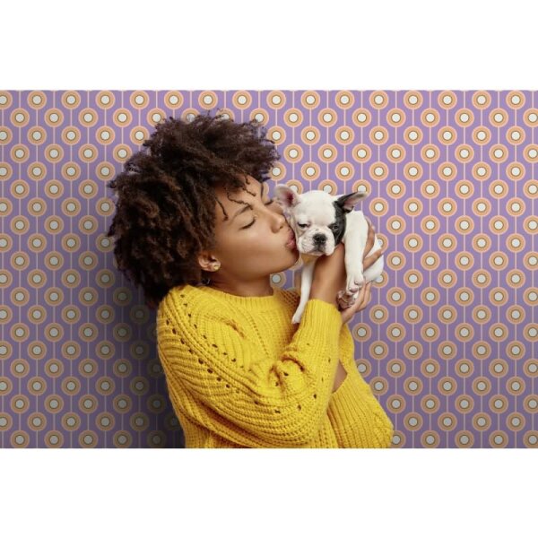 Retro Tapete Kreis Muster Lila Apricot Creme - Vlies Tapete 70er Design AS-Creation (395372)