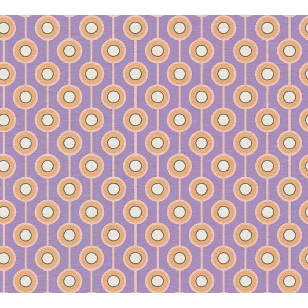 Retro Tapete Kreis Muster Lila Apricot Creme - Vlies Tapete 70er Design AS-Creation (395372)