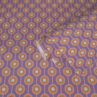 Retro Tapete Kreis Muster Lila Apricot Creme - Vlies...