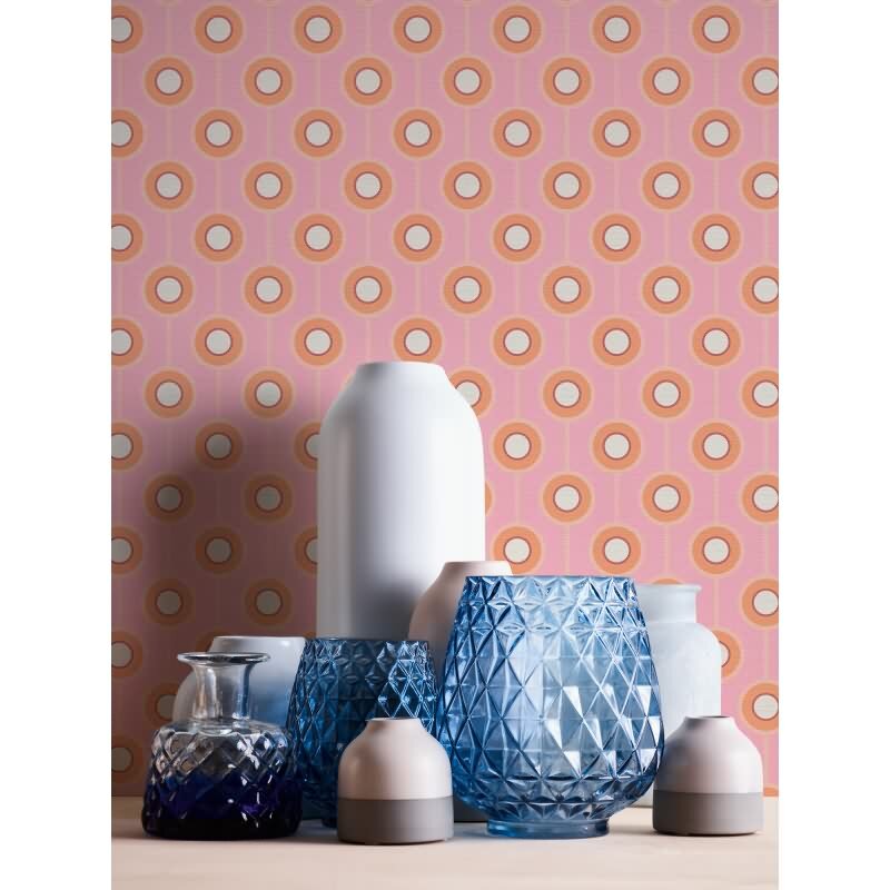 Retro-Tapete Kreismuster Rosa Apricot Creme - Vliestapete 70er Jahre Design AS-Creation (395373)