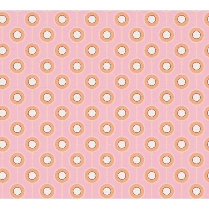 Retro-Tapete Kreismuster Rosa Apricot Creme - Vliestapete 70er Jahre Design AS-Creation (395373)