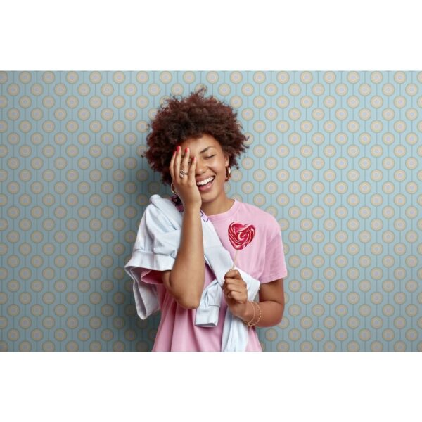 Retro Tapete Kreismuster Türkis Beige Weiß - Vlies Tapete 70er Jahre AS-Creation (395374)