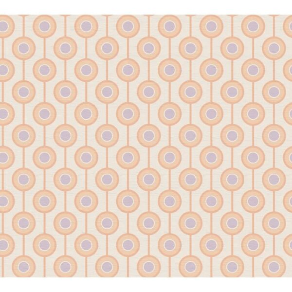Retro-Tapete Kreismuster Beige Orange Flieder - Vliestapete 70er Jahre Look AS-Creation (395375)