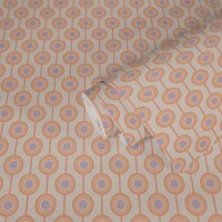 Retro-Tapete Kreismuster Beige Orange Flieder -...