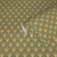 Retro-Tapete Wellenmuster Gr&uuml;n Beige Gelb -...