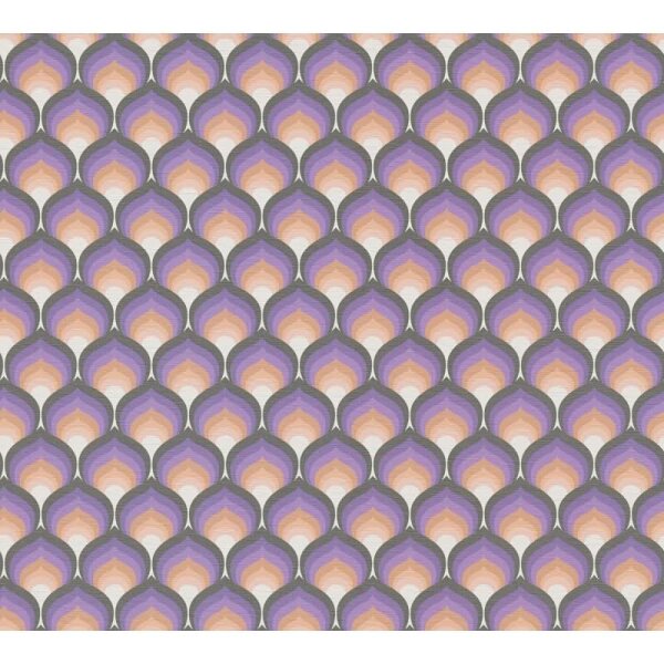 Retro-Tapete Wellen Muster Orange Lila Creme - Geometrische Vlies Tapete Schwarz-Weiß AS-Creation (395382)