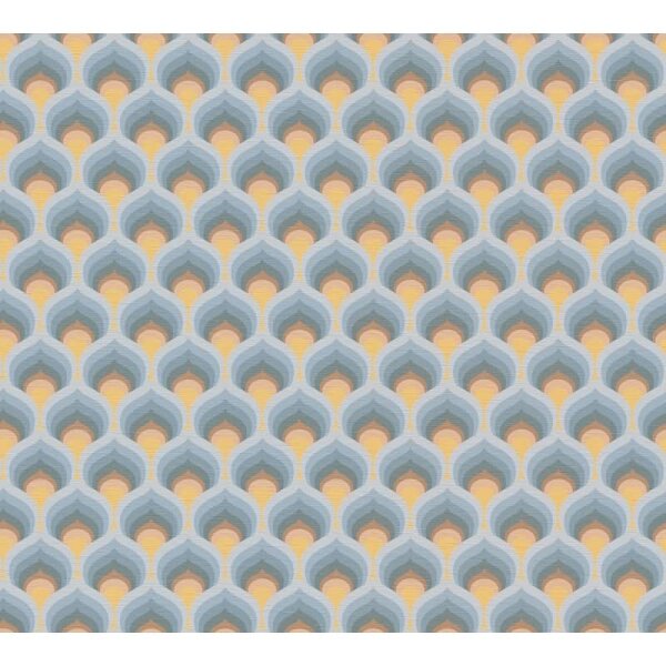 Retro-Tapete Wellenmuster Blau Braun Gelb Creme - Geometrische Vliestapete AS-Creation (395383)